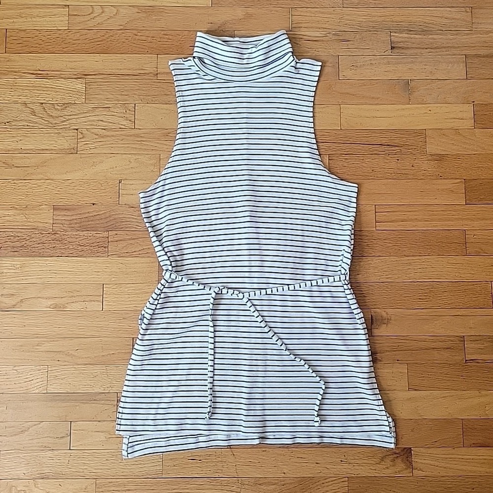 Hollister Sleeveless Turtleneck Tunic Rib‎ Knit Striped Nautical Preppy Retro
